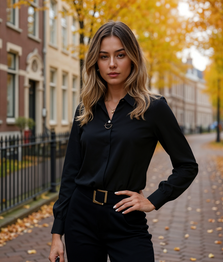 Leya | Witte Dames Blouse Met Elegante Effen Stijl Voor Elke Gelegenheid