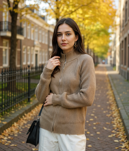 Lieselot | Stijlvol Zwart Vest Dames met Volledige Rits en Hoge Kraag