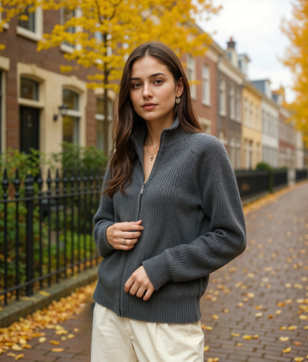 Lieselot | Stijlvol Zwart Vest Dames met Volledige Rits en Hoge Kraag