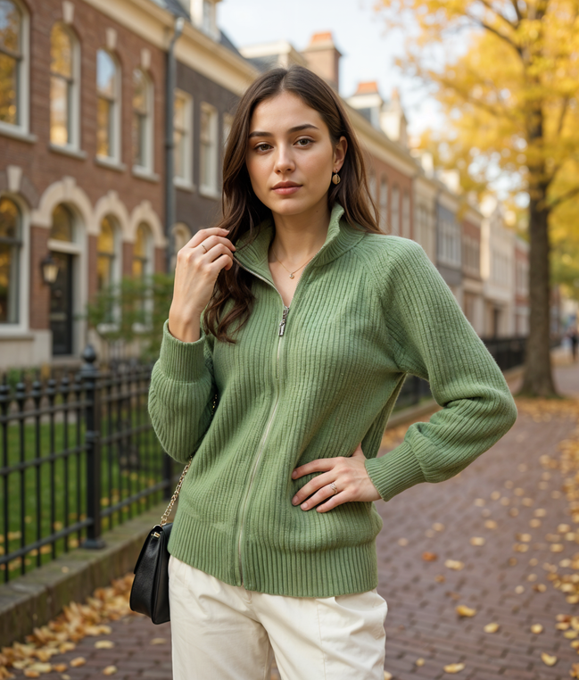 Lieselot | Stijlvol Zwart Vest Dames met Volledige Rits en Hoge Kraag