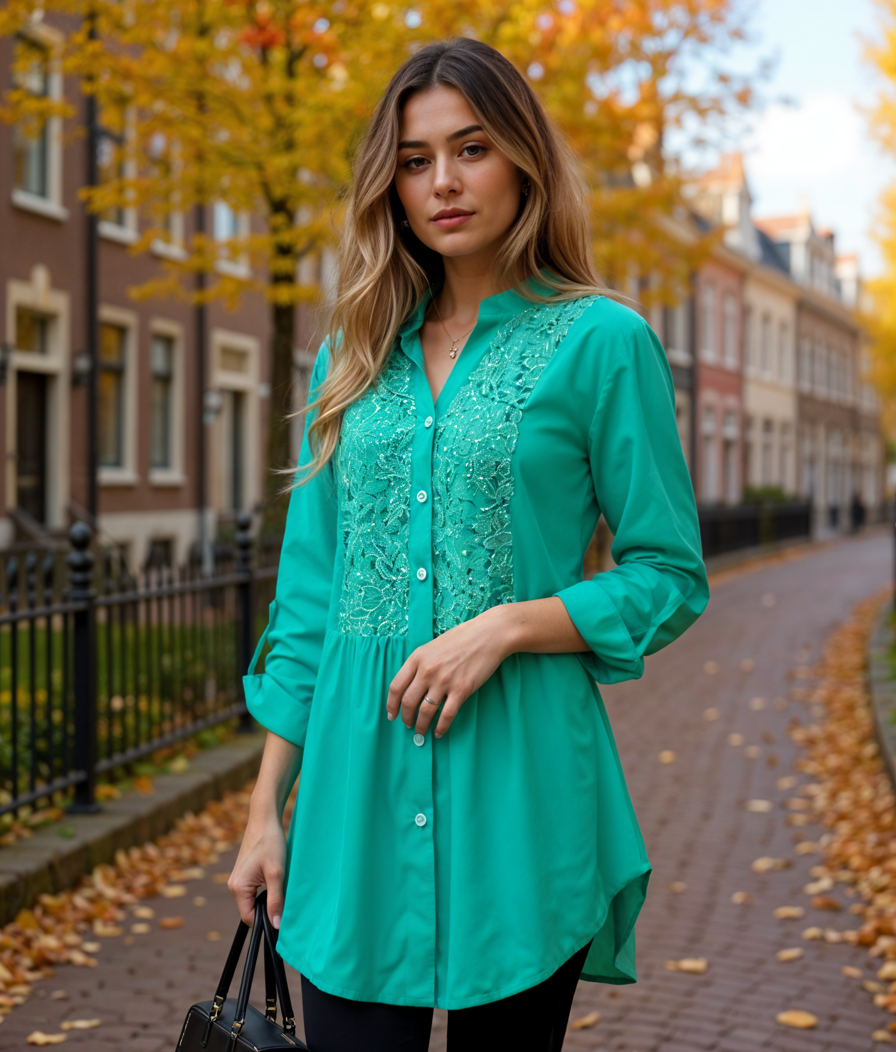 Lotte | Trendy Lange Blouse Dames met Pofmouwen voor een Elegante Look