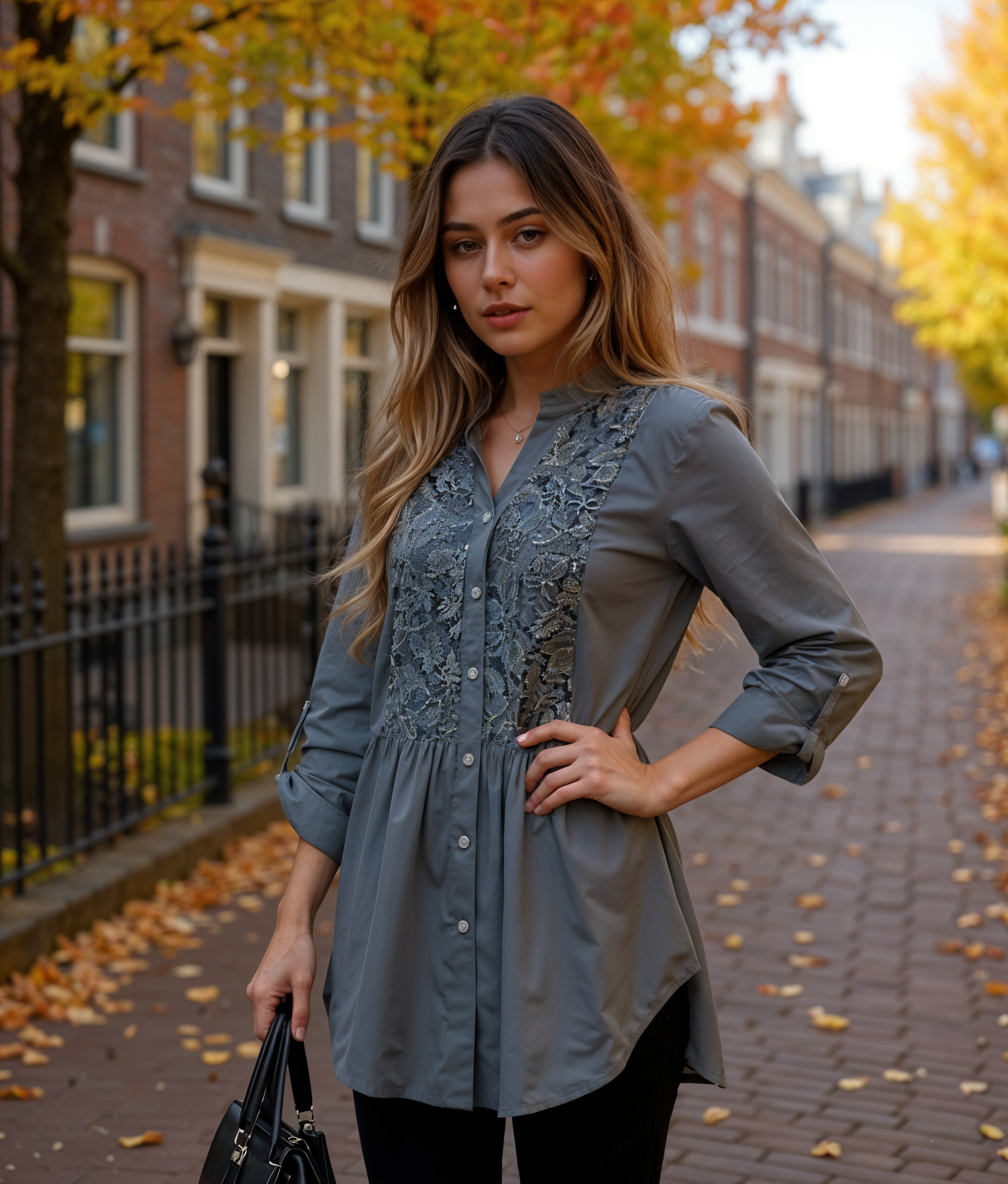 Lotte | Trendy Lange Blouse Dames met Pofmouwen voor een Elegante Look