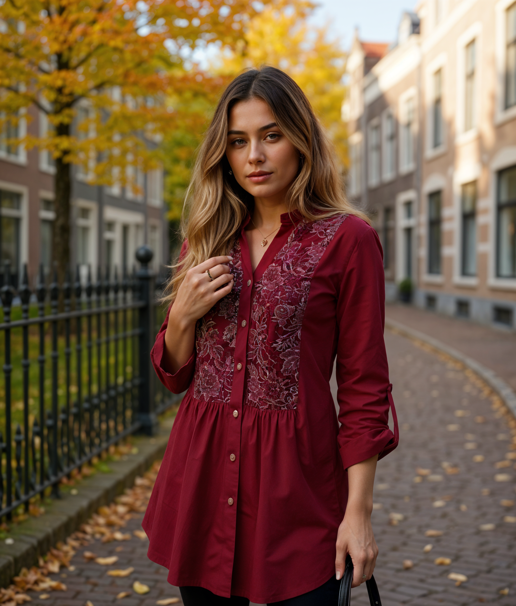 Lotte | Trendy Lange Blouse Dames met Pofmouwen voor een Elegante Look