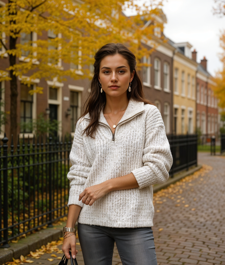 Lumi | Elegante Halve Rits Dames Trui voor Stijlvolle Combinaties