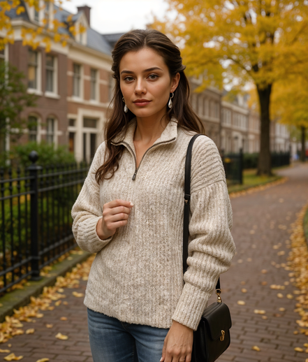 Lumi | Elegante Halve Rits Dames Trui voor Stijlvolle Combinaties