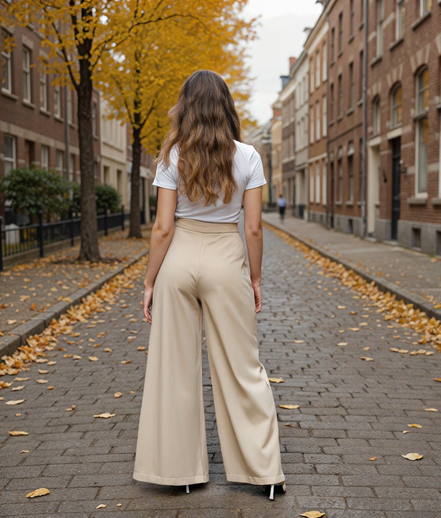 Maeke | Stijlvol Hoge Taille Broekpak Dames met Brede Pijpen