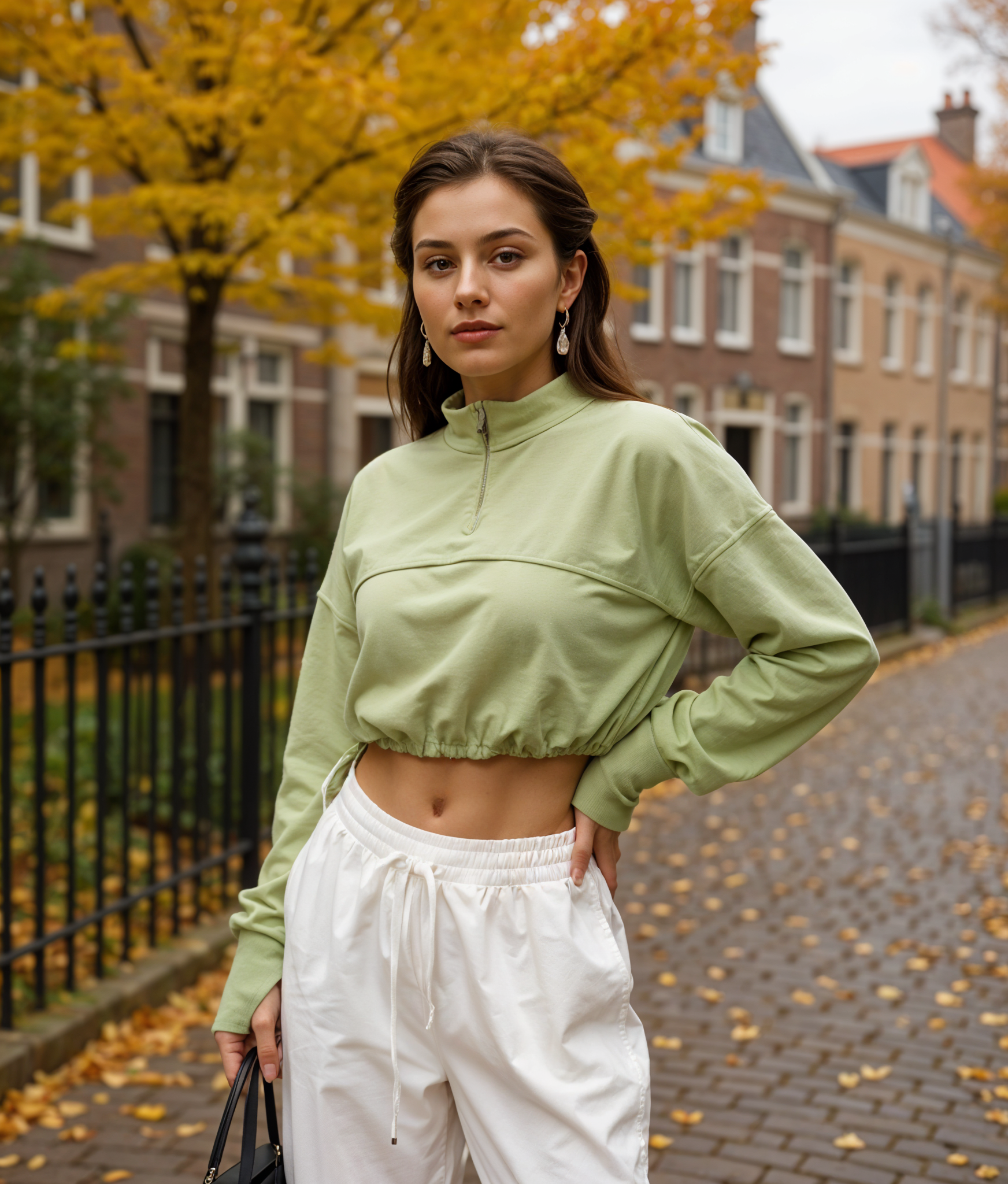Margje | Sportieve Bijgesneden Sweatshirt Dames met Ballonmouwen
