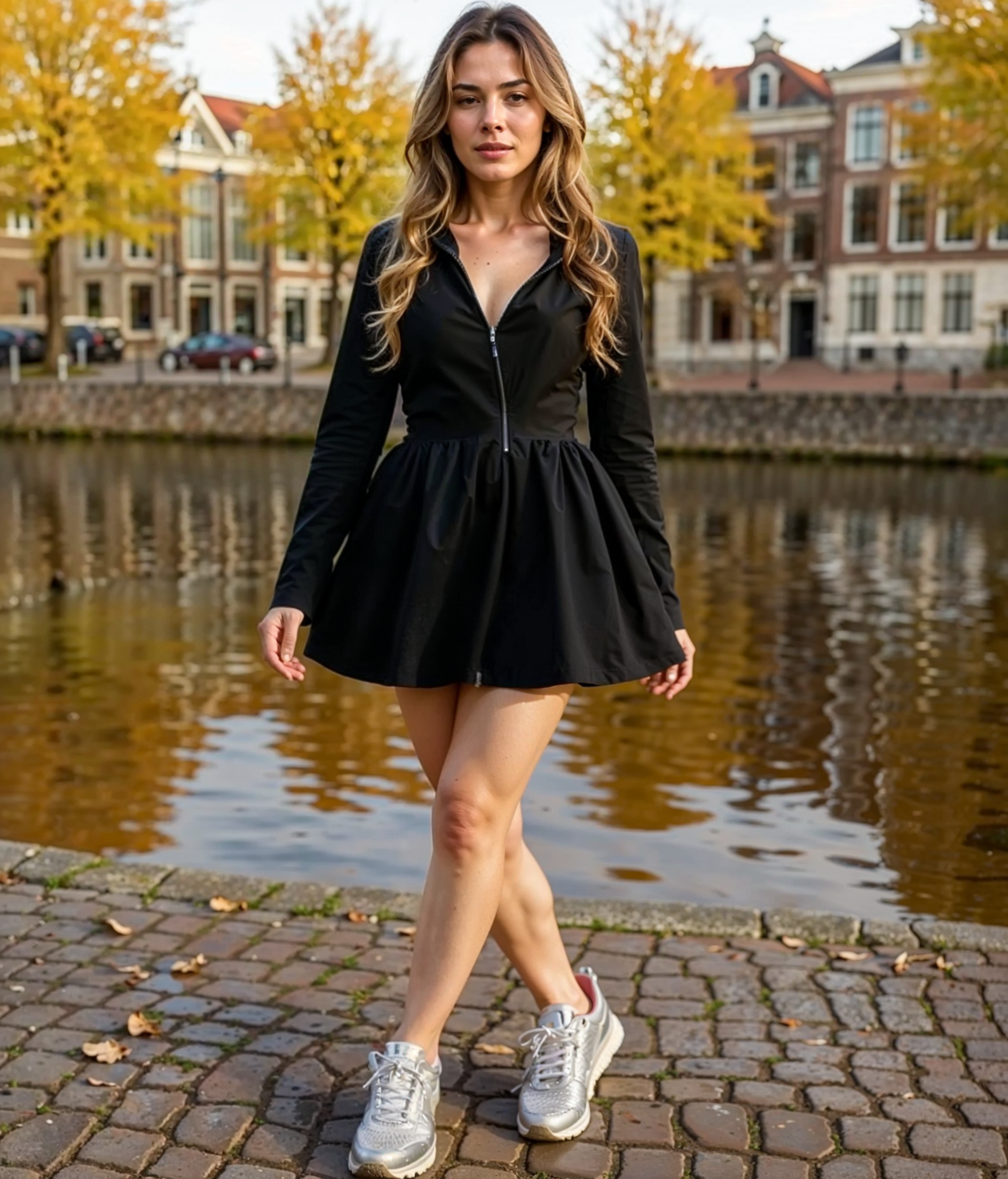 Marleen l Stijlvolle Damessneakers met Rits en Steunzolen - Zilver PU Leer, Maten 35-42