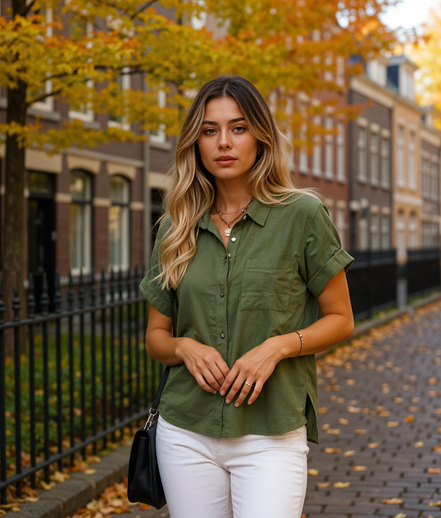 Milou | Luchtige Zomer Blouse Dames met Korte Mouwen voor een Stijlvolle Look