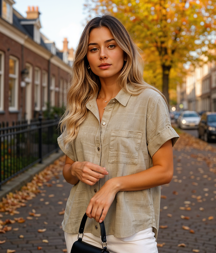 Milou | Luchtige Zomer Blouse Dames met Korte Mouwen voor een Stijlvolle Look