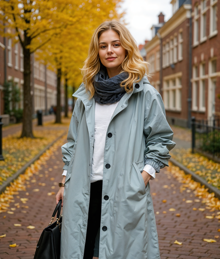 Mirre | Stijlvolle Lange Trenchcoat Dames voor Waterdichte Bescherming