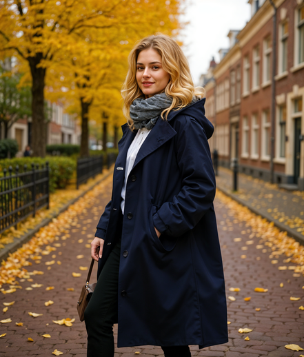 Mirre | Stijlvolle Lange Trenchcoat Dames voor Waterdichte Bescherming