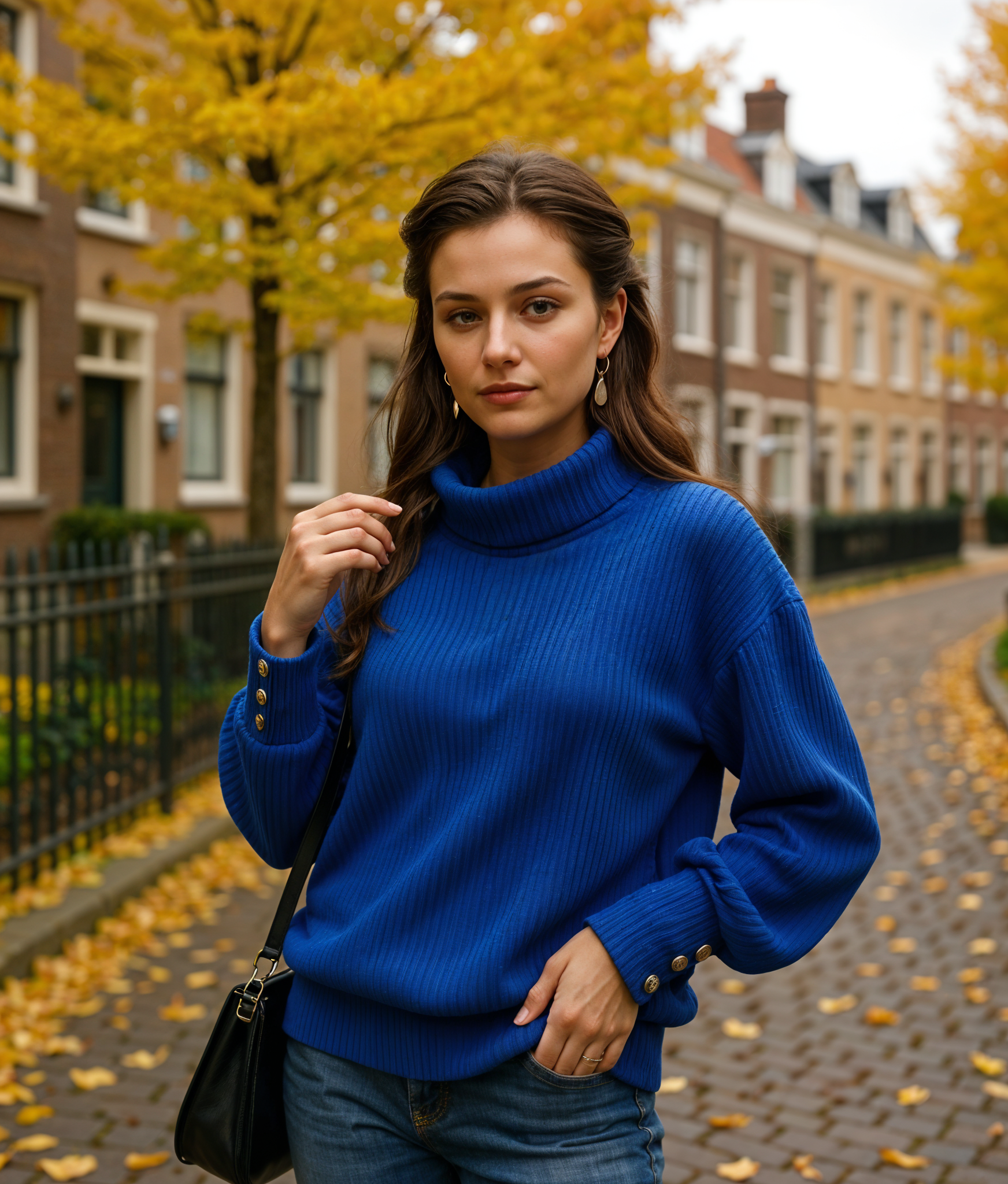 Ninthe | Stijlvolle Turtleneck Trui met Knopdetails voor Vrouwen