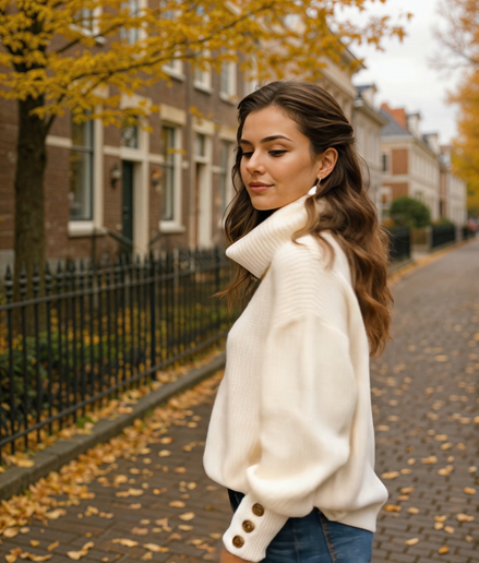 Ninthe | Stijlvolle Turtleneck Trui met Knopdetails voor Vrouwen