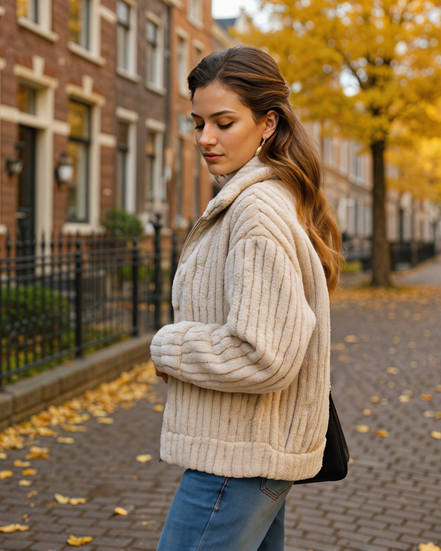 Nomi | Stijlvol Fleece Vest Dames met Elegante Kraag en Lange Lengte