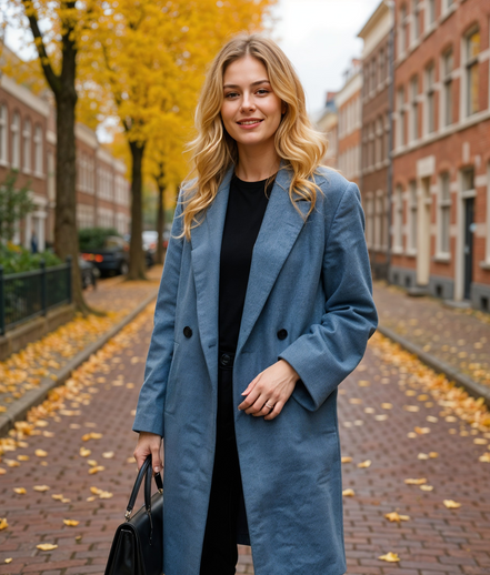 Odalina | Luxe Lange Dames Jas Winter met Dubbele Rij Knopen