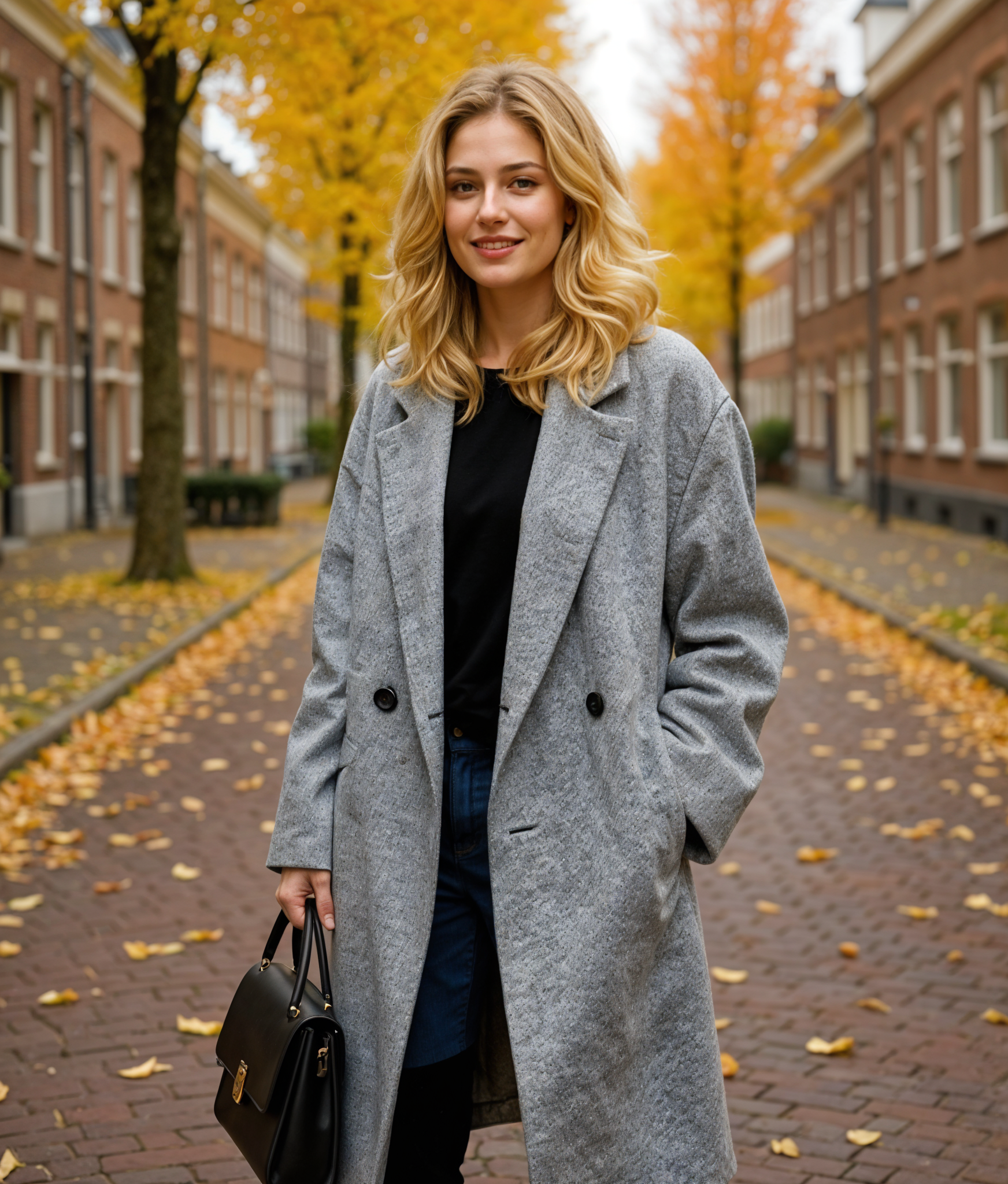 Odalina | Luxe Lange Dames Jas Winter met Dubbele Rij Knopen
