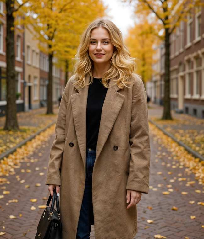 Odalina | Luxe Lange Dames Jas Winter met Dubbele Rij Knopen