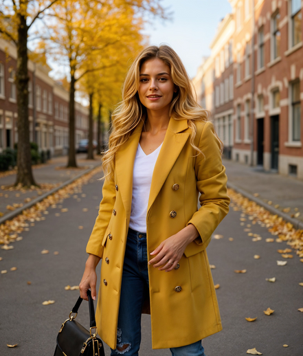 Pasqualina | Elegante Lange Dames Jas voor de Winter met Decoratieve Knopen