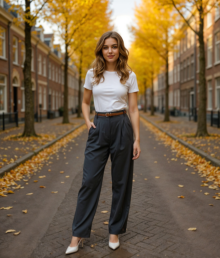 Romilda | Hoge Taille Zwarte Damesbroek met Taps Toelopende Pasvorm