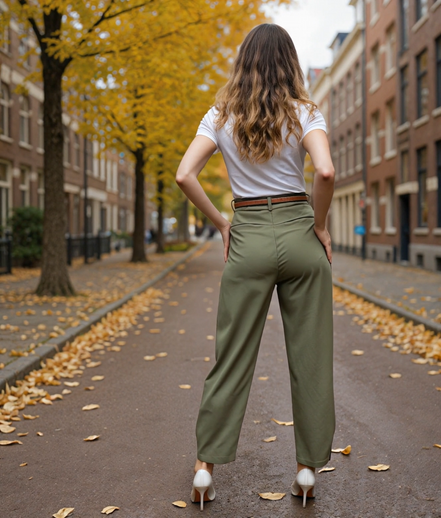 Romilda | Hoge Taille Zwarte Damesbroek met Taps Toelopende Pasvorm