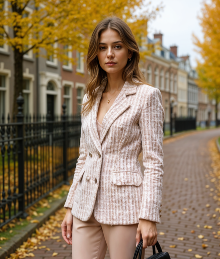 Sanne | Dames Blazer met Verfijnd Ruitpatroon voor Elegante Outfits