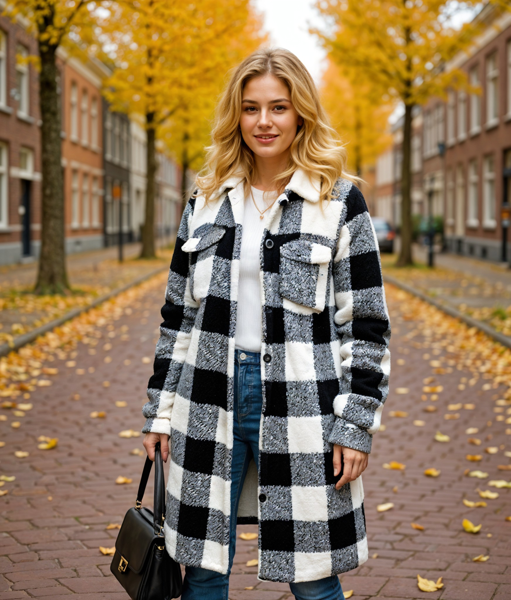 Sylvana | Lange Dames Jas Winter met Geruit Patroon en Zachte Fleece