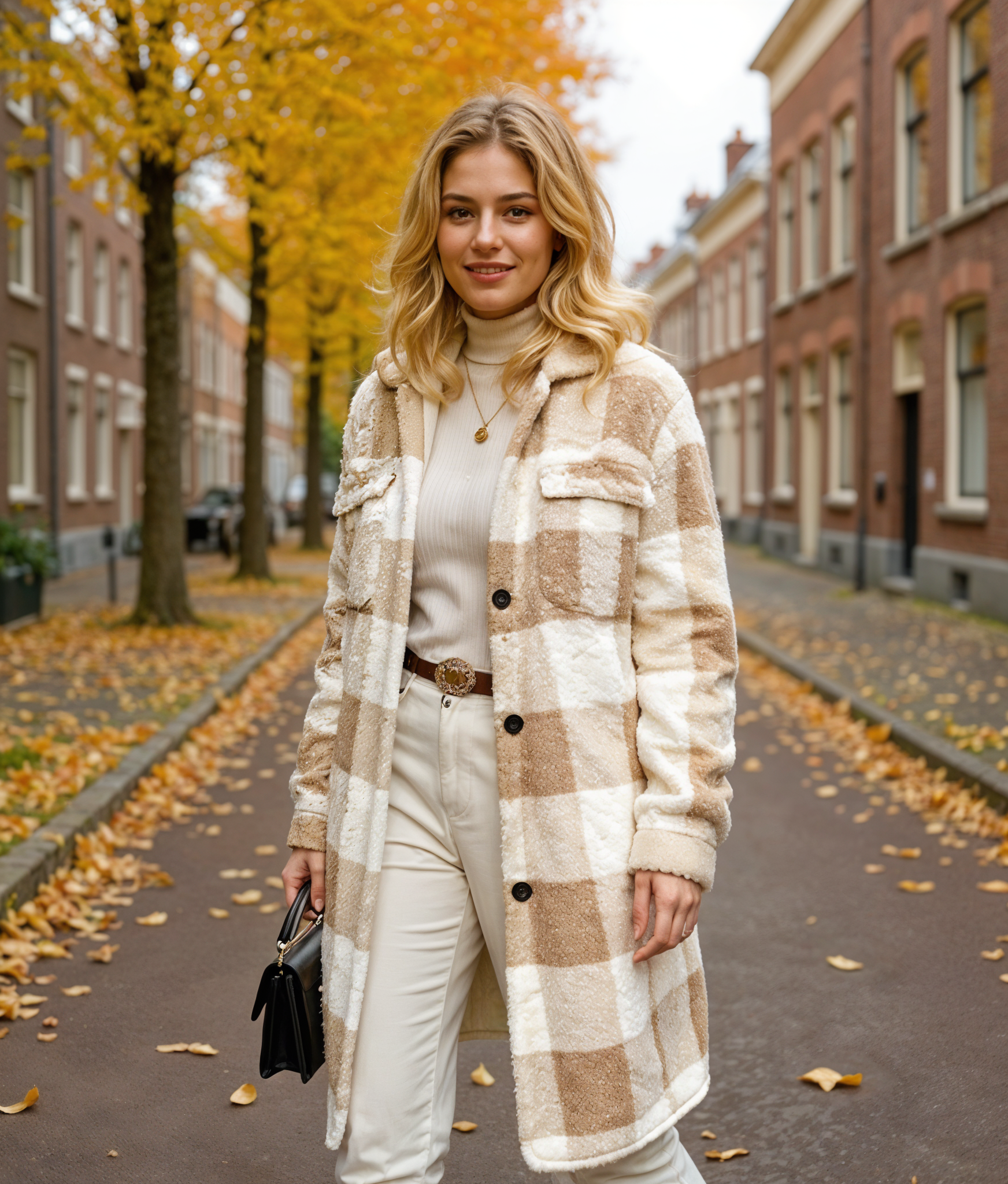 Sylvana | Lange Dames Jas Winter met Geruit Patroon en Zachte Fleece