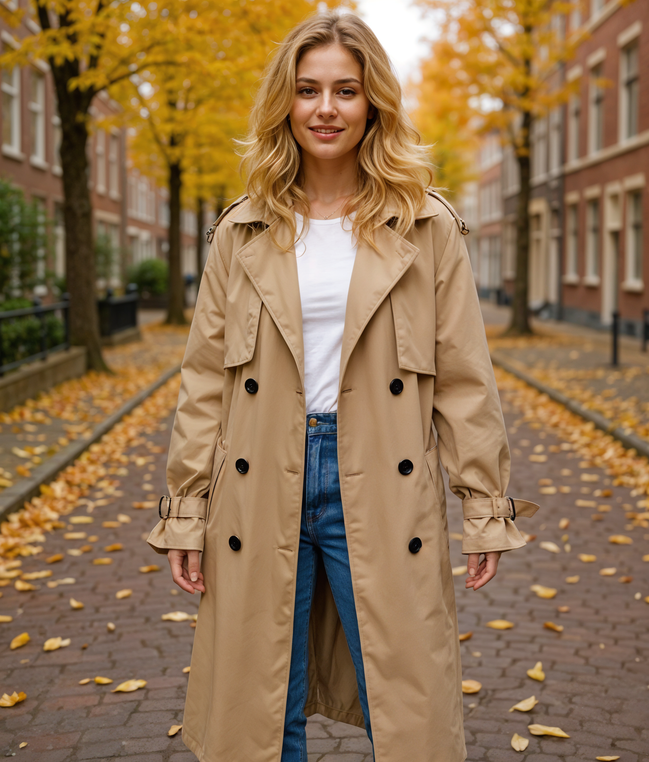 Vayen | Dames Trenchcoat Met Riem voor Trendy Look en Comfortabele Pasvorm