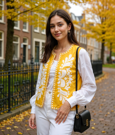 Wies | Stijlvol Mouwloos Vest Dames met Geborduurde Details