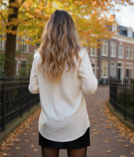 Lotte | Trendy Lange Blouse Dames met Pofmouwen voor een Elegante Look