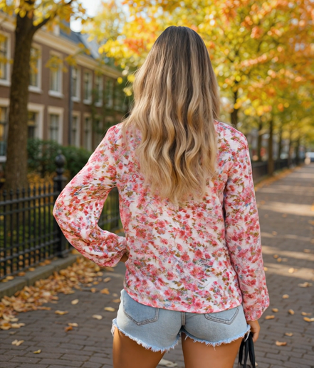 Amira | Stijlvolle Lange Blouse Dames met Bloemenprint voor Zomerse Look