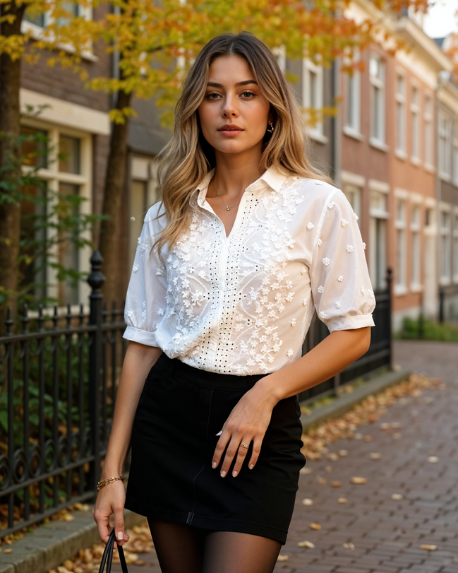 Emma | Witte Blouse Dames voor Stijlvolle Zomerlook met Moderne Twist