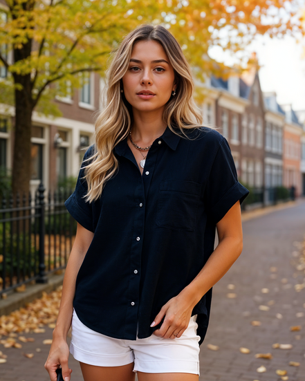 Milou | Luchtige Zomer Blouse Dames met Korte Mouwen voor een Stijlvolle Look