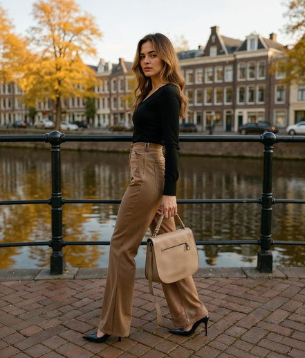 Zoete l Zwarte Damesbroek Uitlopend van Hoogwaardige Corduroy – Elegante en Comfortabele Pasvorm voor Elke Gelegenheid